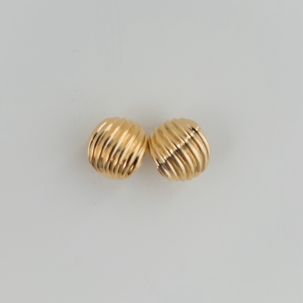 Vintage Fifth Avenue Collection Earrings Ribbed Textured Gold Tone FAC Clip On